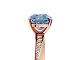 Rose gold Fancy Blue Cushion Cut Diamond Engagement Ring with Side Stone Accents and Four-Prong Setting_17