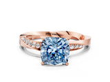 Rose gold Fancy Blue Cushion Cut Diamond Engagement Ring with Side Stone Accents and Four-Prong Setting_72