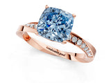 Rose gold Fancy Blue Cushion Cut Diamond Engagement Ring with Side Stone Accents and Four-Prong Setting_73