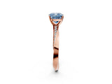 Rose gold Fancy Blue Cushion Cut Diamond Engagement Ring with Side Stone Accents and Four-Prong Setting_74