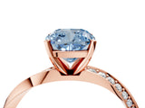 Rose gold Fancy Blue Cushion Cut Diamond Engagement Ring with Side Stone Accents and Four-Prong Setting_76