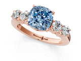 Rose gold Fancy Blue Cushion  Cut Diamond Five-Stone Prong Set White Gold Ring_32