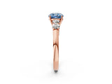 Rose gold Fancy Blue Cushion  Cut Diamond Five-Stone Prong Set White Gold Ring_33