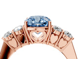 Rose gold Fancy Blue Cushion  Cut Diamond Five-Stone Prong Set White Gold Ring_35