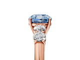 Rose gold Fancy Blue Cushion  Cut Diamond Five-Stone Prong Set White Gold Ring_36