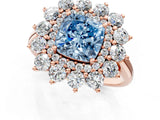 Rose gold Fancy Blue Cushion Cut Diamond Floral Double Halo Engagement Ring with Prong Setting_25