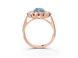 Rose gold Fancy Blue Cushion Cut Diamond Floral Double Halo Engagement Ring with Prong Setting_27