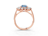 Rose gold Fancy Blue Cushion Cut Diamond Floral Double Halo Engagement Ring with Prong Setting_63