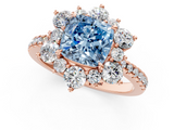 Rose gold Fancy Blue Cushion  Cut Diamond Floral Halo Pave Band with Prong Setting_38