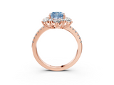 Rose gold Fancy Blue Cushion  Cut Diamond Floral Halo Pave Band with Prong Setting_40