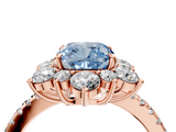 Rose gold Fancy Blue Cushion  Cut Diamond Floral Halo Pave Band with Prong Setting_41