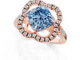 Rose gold Fancy Blue Cushion Cut Diamond Floral Halo Split Shank Prong Setting Ring_1