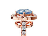 Rose gold Fancy Blue Cushion Cut Diamond Floral Halo Split Shank Prong Setting Ring_5