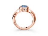 Rose gold Fancy Blue Cushion  Cut Diamond Halo Engagement Ring with Split Shank and Four-Prong Setting_108