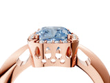 Rose gold Fancy Blue Cushion  Cut Diamond Halo Engagement Ring with Split Shank and Four-Prong Setting_109
