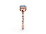 Rose gold Fancy Blue Cushion Cut Diamond Halo Pave Band with Four-Prong Setting_5