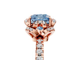 Rose gold Fancy Blue Cushion Cut Diamond Halo Pave Band with Four-Prong Setting_8