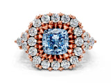 Rose gold Fancy Blue Cushion Cut Diamond Halo Ring with Pavé Band and Four-Prong Setting_41