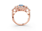Rose gold Fancy Blue Cushion Cut Diamond Halo Ring with Pavé Band and Four-Prong Setting_44