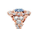 Rose gold Fancy Blue Cushion Cut Diamond Halo Ring with Pavé Band and Four-Prong Setting_46