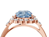 Rose gold Fancy Blue Cushion Cut Diamond Halo Ring with Pear Side Stones and Prong Setting_54