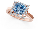 Rose gold Fancy Blue Cushion  Cut Diamond Halo Ring with Round Brilliant Halo and Solitaire Band_89