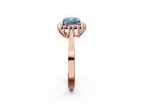 Rose gold Fancy Blue Cushion  Cut Diamond Halo Ring with Round Brilliant Halo and Solitaire Band_90