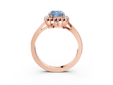 Rose gold Fancy Blue Cushion  Cut Diamond Halo Ring with Round Brilliant Halo and Solitaire Band_91