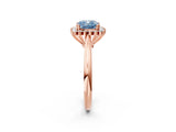 Rose gold Fancy Blue Cushion  Cut Diamond Halo Ring with Solitaire Band and Prong Setting_55