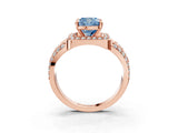 Rose gold Fancy Blue Cushion Cut Diamond Halo Ring with Split Shank and Bezel Accents and Four-Prong Setting_3