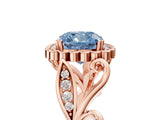 Rose gold Fancy Blue Cushion Cut Diamond Halo Ring with Vintage Split Shank and Four-Prong Setting_42