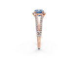Rose gold Fancy Blue Cushion Cut Diamond Halo Split Shank Engagement Ring_41
