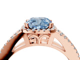 Rose gold Fancy Blue Cushion Cut Diamond Halo Split Shank Engagement Ring_43