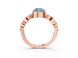 Rose gold Fancy Blue Cushion  Cut Diamond Milgrain Marquise Band with Prong Setting_6