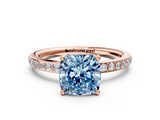 Rose gold Fancy Blue Cushion  Cut Diamond Pavé Band Ring with Four-Prong Setting_41