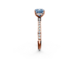 Rose gold Fancy Blue Cushion  Cut Diamond Pavé Band Ring with Four-Prong Setting_43