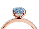 Rose gold Fancy Blue Cushion  Cut Diamond Pavé Band Ring with Four-Prong Setting_45