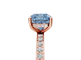 Rose gold Fancy Blue Cushion  Cut Diamond Pavé Band Ring with Four-Prong Setting_46