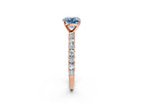 Rose gold Fancy Blue Cushion Cut Diamond Pavé Band Solitaire Ring with Prong Setting_79