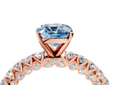 Rose gold Fancy Blue Cushion Cut Diamond Pavé Band Solitaire Ring with Prong Setting_81