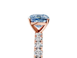 Rose gold Fancy Blue Cushion Cut Diamond Pavé Band Solitaire Ring with Prong Setting_82