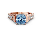 Rose gold Fancy Blue Cushion  Cut Diamond Pavé Band Solitaire with Four-Prong Setting_15
