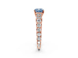 Rose gold Fancy Blue Cushion  Cut Diamond Pavé Band Solitaire with Four-Prong Setting_17