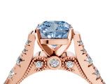 Rose gold Fancy Blue Cushion  Cut Diamond Pavé Band Solitaire with Four-Prong Setting_19