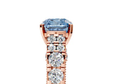 Rose gold Fancy Blue Cushion  Cut Diamond Pavé Band Solitaire with Four-Prong Setting_20