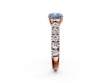 Rose gold Fancy Blue Cushion  Cut Diamond Pavé Band Solitaire with Four-Prong Setting_5