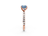 Rose gold Fancy Blue Cushion  Cut Diamond Pavé Band Solitaire with Four-Prong Setting_5