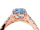 Rose gold Fancy Blue Cushion  Cut Diamond Pavé Band Solitaire with Four-Prong Setting_7