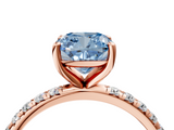Rose gold Fancy Blue Cushion  Cut Diamond Pavé Band Solitaire with Four-Prong Setting_7