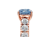 Rose gold Fancy Blue Cushion  Cut Diamond Pavé Band Solitaire with Four-Prong Setting_8